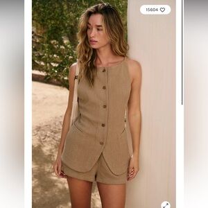 Free People Tan Button-Down Blouse